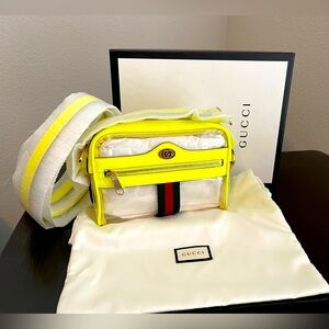 Gucci Ophidia Transparent Crossbody in Neon Yellow